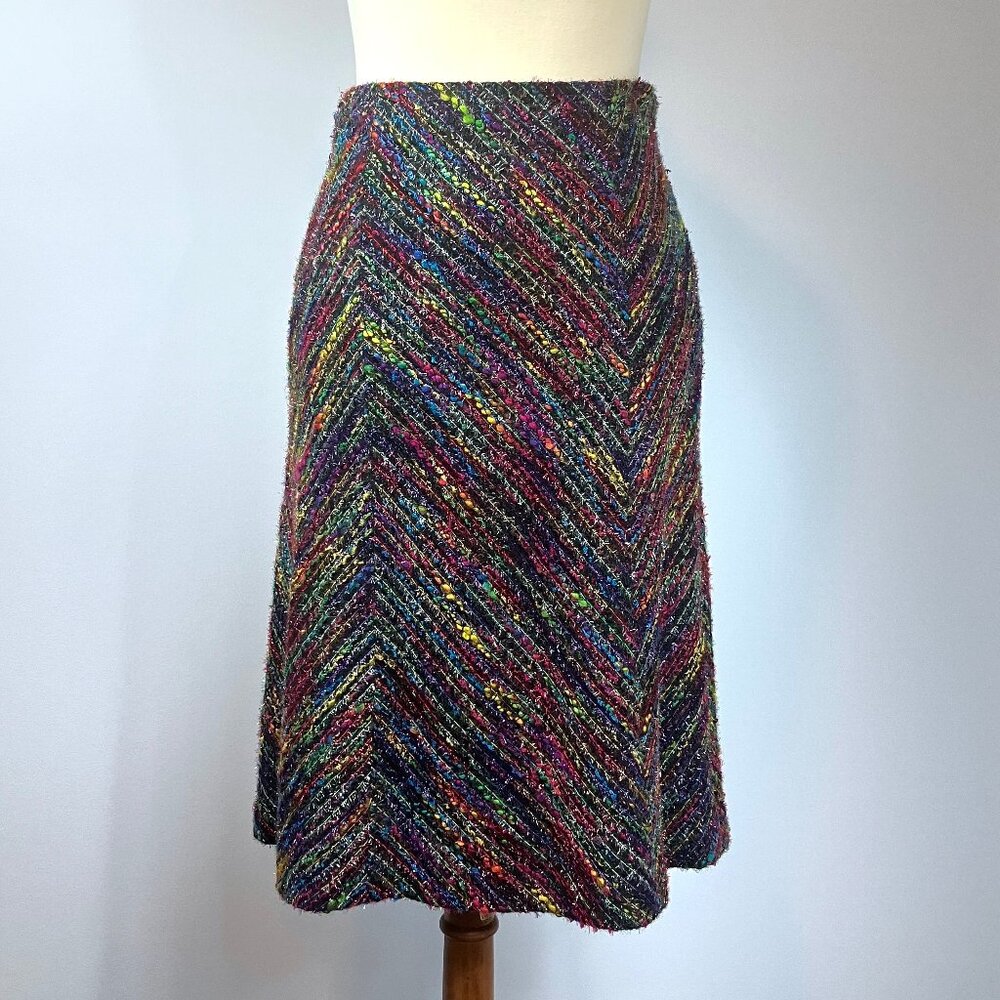 Tuleh Vintage Skirt Rainbow Tweed Small 0 2 XS A Line Boucle Multicolor 90s Y2K